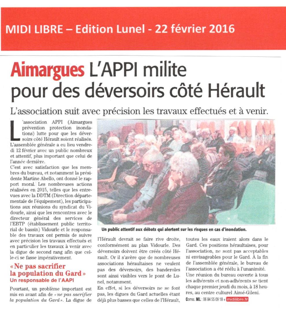 L’APPI défend les déversoirs côté Hérault