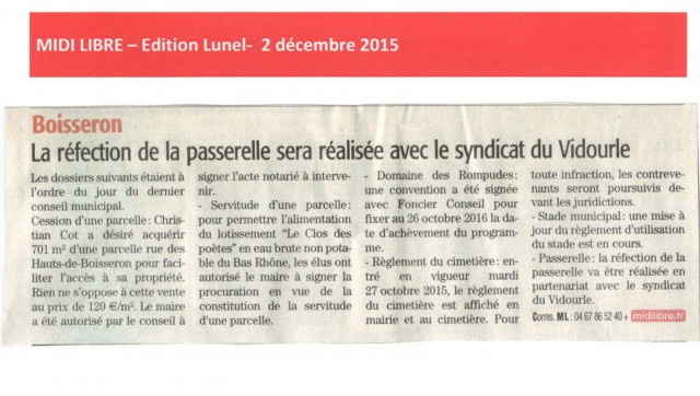 Midi Libre -  2 décembre 2015